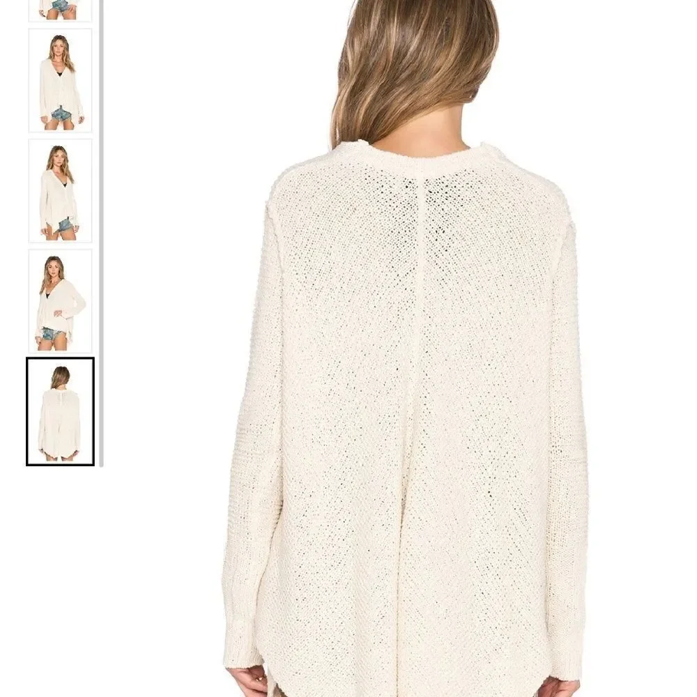 Free People Shark Hem Cardigan Size XS Cream Cotton blend Seen on Taylor Swift